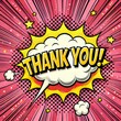© Dream Imagination - This vibrant pop art image showcases a bold 'Thank You!' message within a dramatic comic book-style speech bubble