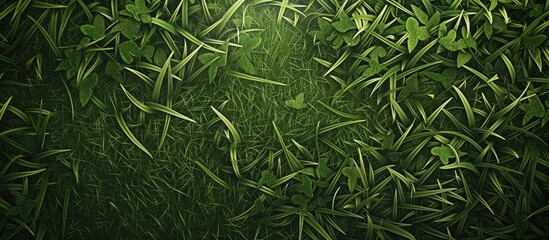 Wall Mural - background featuring a textured pattern of lush green grass with a vacant area for adding text or ot