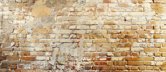 Leinwandbilder - A tan painted brick wall backdrop with copy space image for text