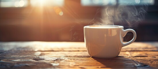 Aufkleber - Kickstart your morning with a steaming cup of coffee and a captivating copy space image