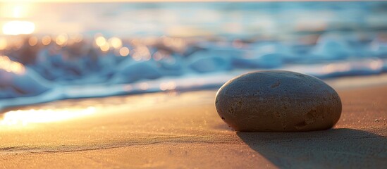 Aufkleber - Stone with copy space image on a sandy shore