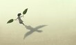 © Jorm Sangsorn - Freedom, hope, imagination and dream concept art. A girl flying with leaf wing. Child and education. Surreal artwork. Conceptual illustration.