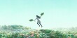 © Jorm Sangsorn - Freedom, hope, imagination and dream concept art. A woman flying with leaf wing. Surreal artwork. Conceptual illustration.