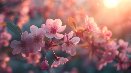 Wall Mural - delicate cherry blossoms symbolizing renewal and new beginnings in a serene park