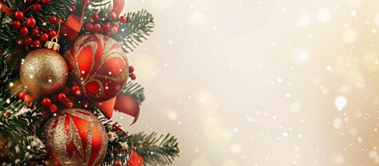 Fototapete - Season s greetings with a copy space image for your personal message on a festive card for both Christmas and New Year