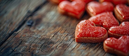 Aufkleber - Heart shaped cookies with a glossy finish baked with love as a Valentine s Day treat embodying a love theme with a copy space image