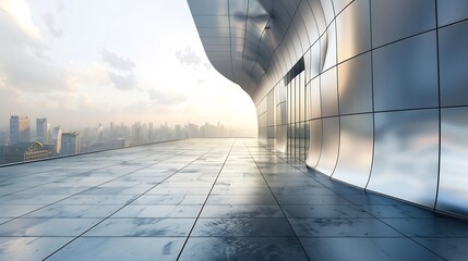 Wall Mural - Modern Architecture Rooftop with City Skyline