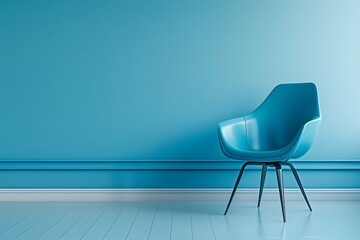 Wall Mural - Modern Minimalist Blue Chair Against a Vibrant Wall