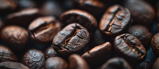 Aufkleber - Background of roasted coffee beans up close perfect for copy space image
