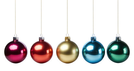 Poster - PNG Five colored baubles on ropes ornament jewelry white background.