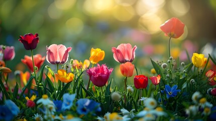 Poster - Vibrant Tulip Garden in Full Bloom Symbolizing the Beauty of New Beginnings