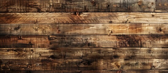 Aufkleber - A vintage wooden wall with a weathered grunge texture in brown providing a rustic backdrop with room for copy in the image