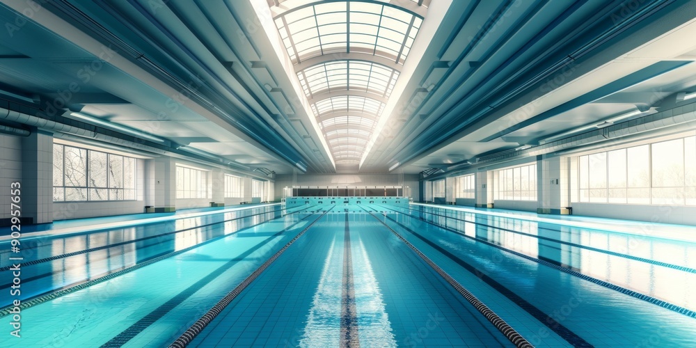 Bright and Fresh Indoor Olympic Swimming Pool Stadium: Conceptual ...