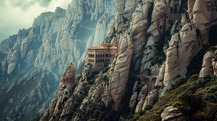 Texture of the walls of the mountain of montserrat, generative ai