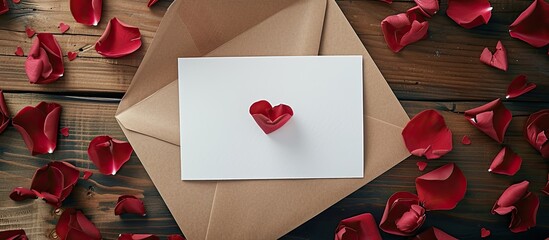 Poster - Valentine s and Mother s Day postcard with love theme viewed from above featuring copy space image