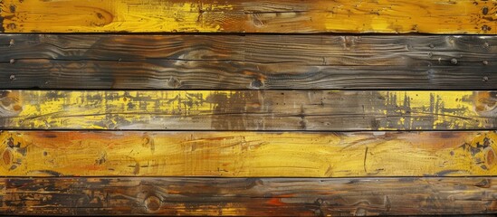 Aufkleber - Gold and yellow wooden wall panel with a vintage obsolete hardwood texture Ideal for wallpaper backgrounds with a dark pattern and copy space image