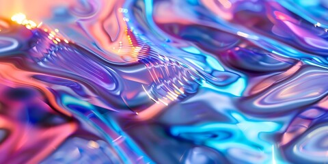 Canvas Print - a colorful, abstract painting of water with a blue and pink hue. the painting is full of swirls and 