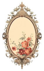 Sticker - PNG Painting pattern flower frame.