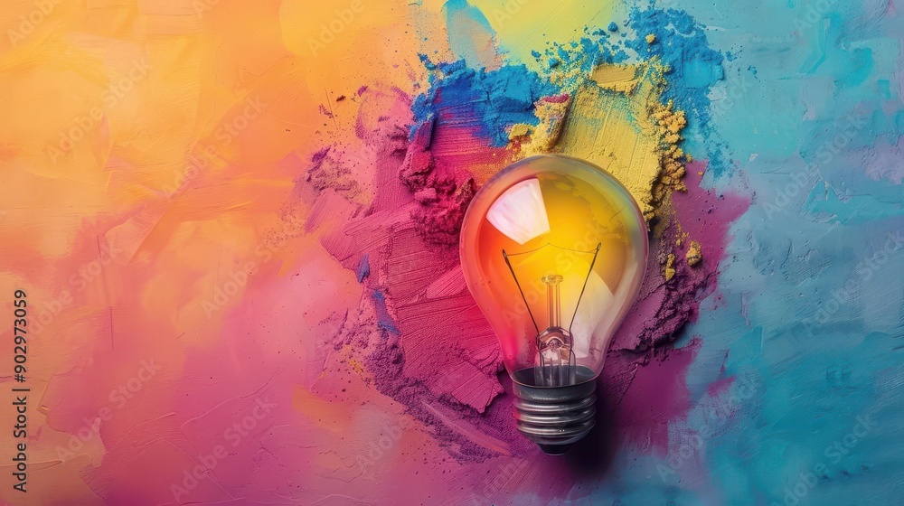 Business meeting with creative idea generation, right-aligned, pastel ...