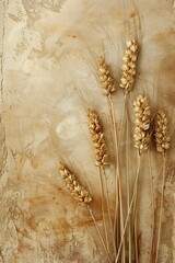 Canvas Print - A painting of a bunch of grass with a yellowish color. The painting has a calm and peaceful mood