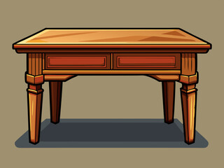 Wall Mural - Cartoon vector illustration of wooden classic vintage table on isolated background