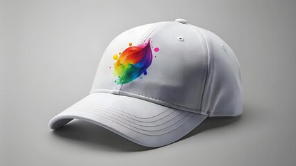 Dynamic Sports Cap Logo Mockup: Embracing Minimalism with a Vibrant Splash of Color  AI generated