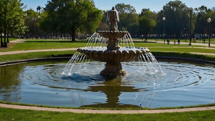 Wall Mural - fountain with water spraying upwards in a park,