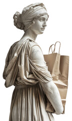 Sticker - PNG Greek sculpture holding shopping bag statue adult woman.