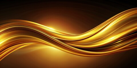 Canvas Print - Elegant Abstract Gold Wave Design Showcasing Luxurious Texture and Flowing Motion in a Dark Background. Generative AI