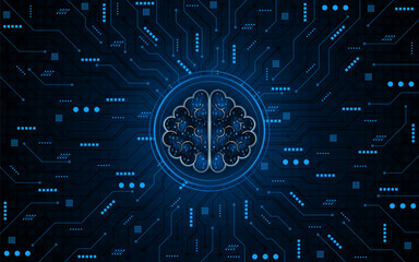 Leinwandbilder - Circuit board of computer neural network or electronic artificial intelligence. Brain circuit technology. modern technology innovation concept background
