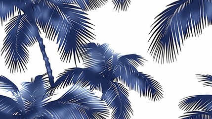 Wall Mural - blue palm leaves pattern