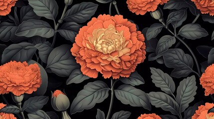 Sticker - red marigold flowers illustration 