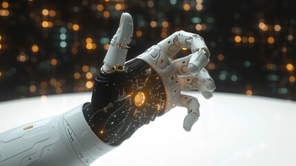 Wall Mural - a robot hand with a glowing light