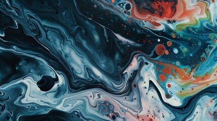 Poster - Abstract paint color background Exoplanet cosmic sea pattern paint stains Marbleized effect Background with abstract swirling paint effect Liquid acrylic picture with flows and splashe : Generative AI
