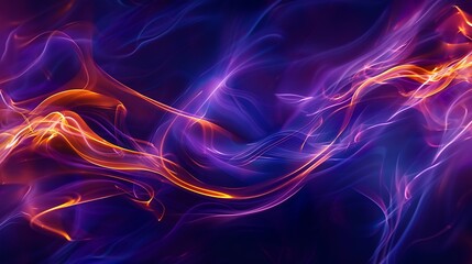 Aufkleber - A mesmerizing interplay of vivid purple and deep blue hues intertwined with ethereal fiery orange streaks resembling cosmic waves in an abstract artistic composition : Generative AI
