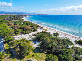 Wall Mural - Aerial view of Alghhero shoreline on a sunny day