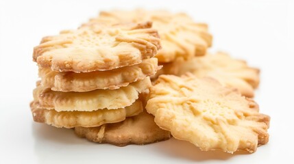 Wall Mural - Danish butter cookies butter cookies isolated on white bakcground : Generative AI