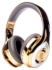 Wall Mural - PNG Wireless headphone headphones headset gold.