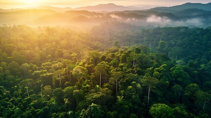 Wall Mural - aerial top view forest tree rainforest ecosystem and healthy environment concept background texture 