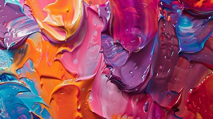 Aufkleber - abstract colored background from stained colored oil paint on linen canvas : Generative AI