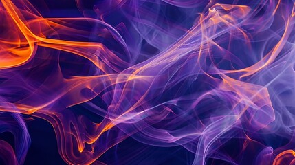 Aufkleber - A mesmerizing interplay of vivid purple and deep blue hues intertwined with ethereal fiery orange streaks resembling cosmic waves in an abstract artistic composition : Generative AI