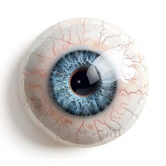 eyeball with blue iris isolated on white background