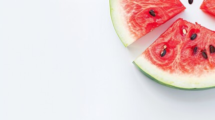 Wall Mural - Slice of watermelon on white background : Generative AI