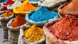 © Serhii - Dry Pigments. Colorful Collection of Various Bright Powder Sacks
