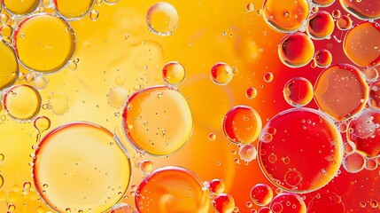 Poster - Top view movement of oil bubbles in the liquid Oil surface multicolored background Fantastic structure of colorful bubbles Colorful artistic image of oil drop floating on the water : Generative AI