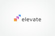 © sangart - Elevate Logo Image. Colorful Geometric Shapes Stairs Symbol isolated on White Background. Flat Vector Logo Design Template Element for Business and Branding Logos.
