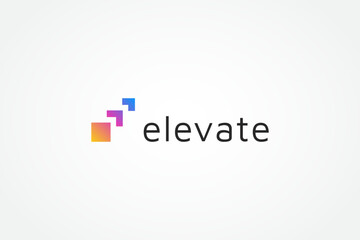 elevate logo image. colorful geometric shapes stairs symbol isolated on white background. flat vecto