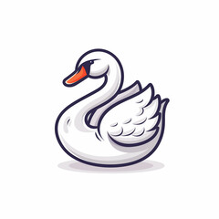 there is a white swan with a orange beak on a white background