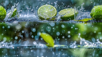 Wall Mural - A few limes and water