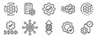 © tokyo mokyo - Gear settings thin line icon set. Containing execution, process, system, evaluate, efficiency, business management project, task, implement, operation, optimize, performance. Vector illustration.